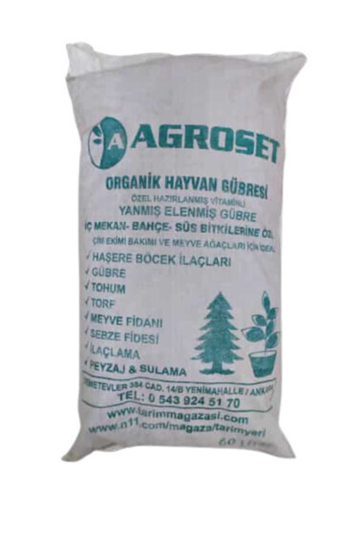 AGROSET Gübre Hayvan Gübresi Büyükbaş Yanmış Elenmiş Ilaçlanmış 60 Litre