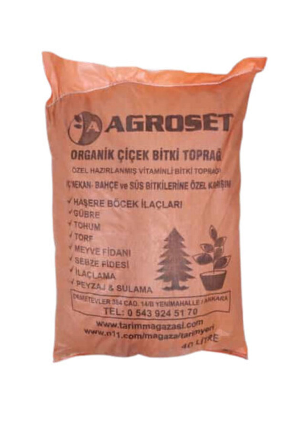 agroset tarım Torf Saksı Toprağı 40 Litre Vitaminli Saksı Toprağı Steril Ekim