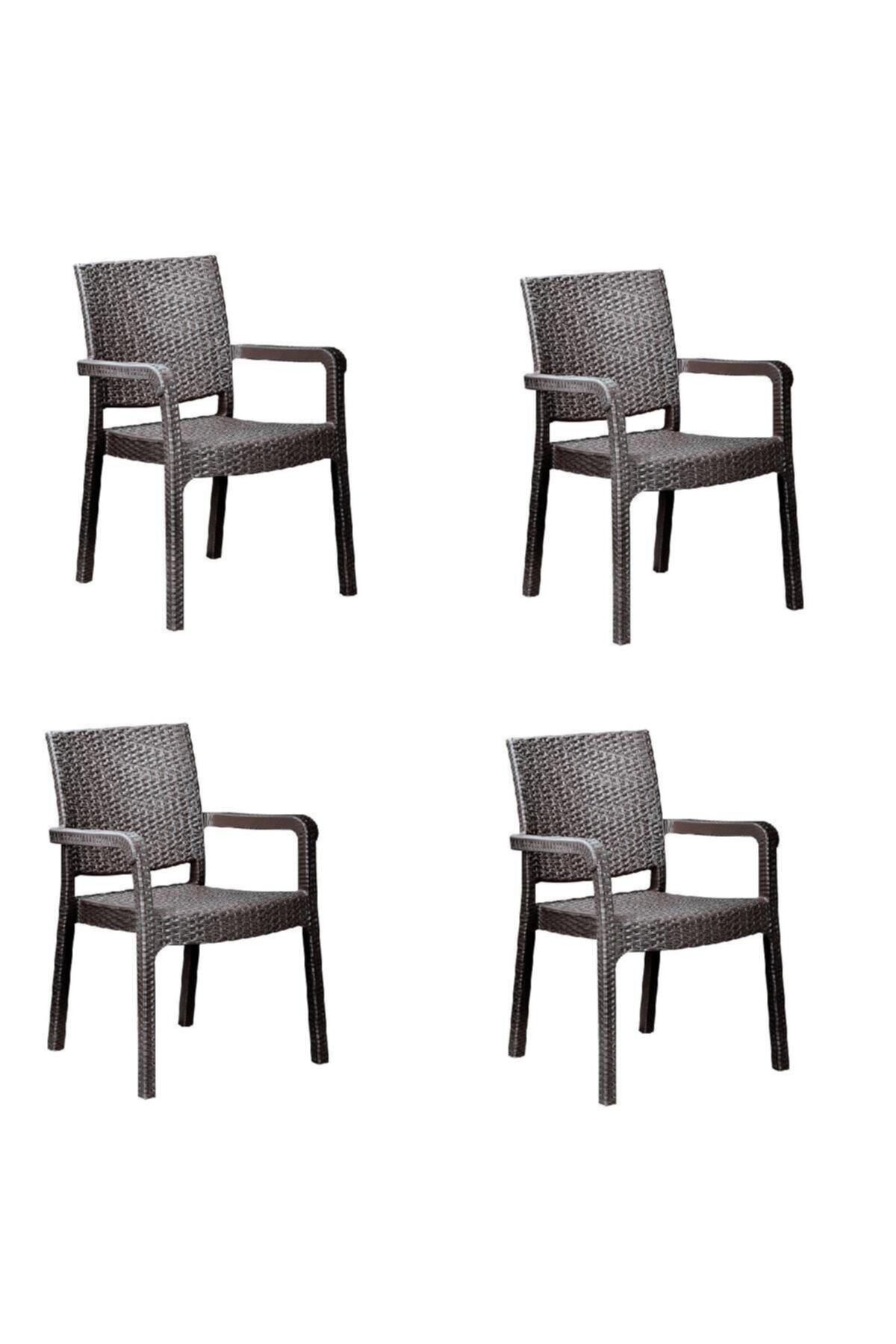 Holiday Troya Rattan Kahverengi Koltuk 4'lü Set