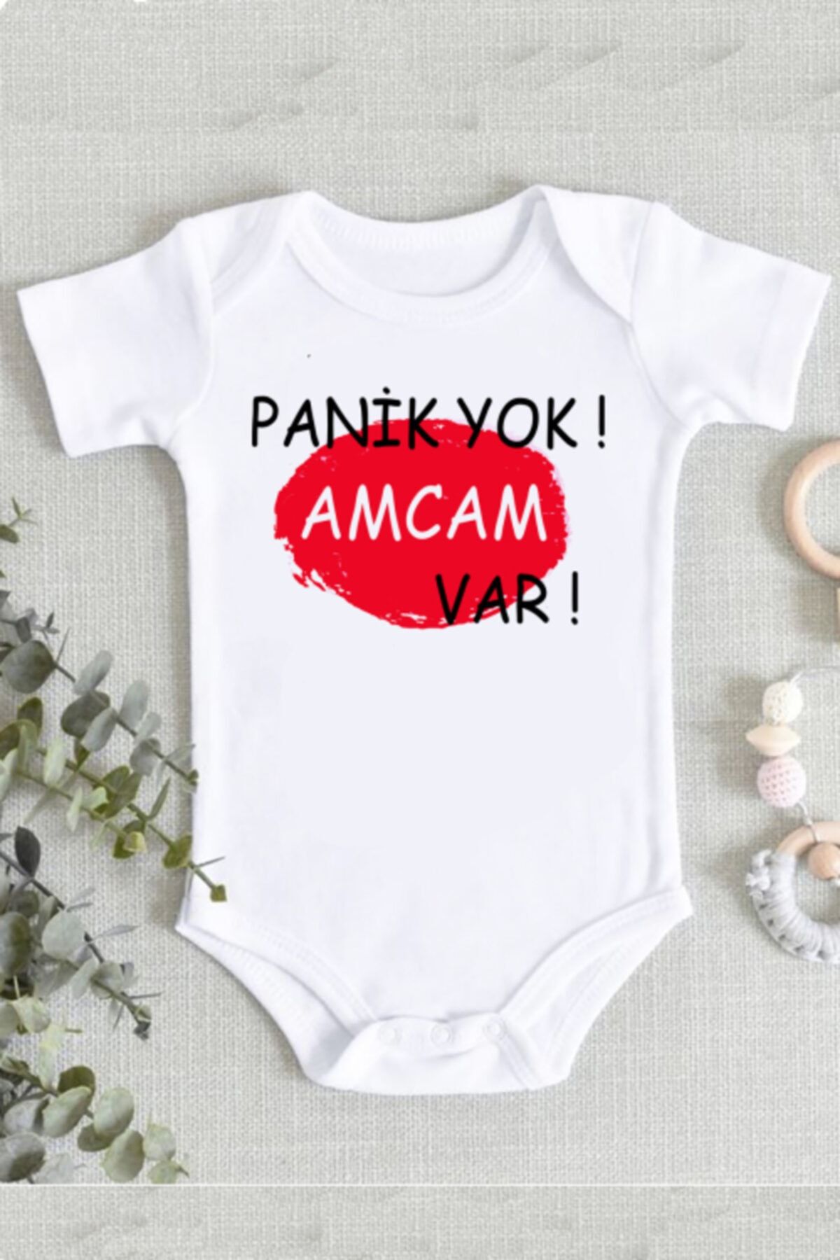 hamiletshirtum Amca Panik Yok Amcam Var Organik Baskılı Zıbın Body