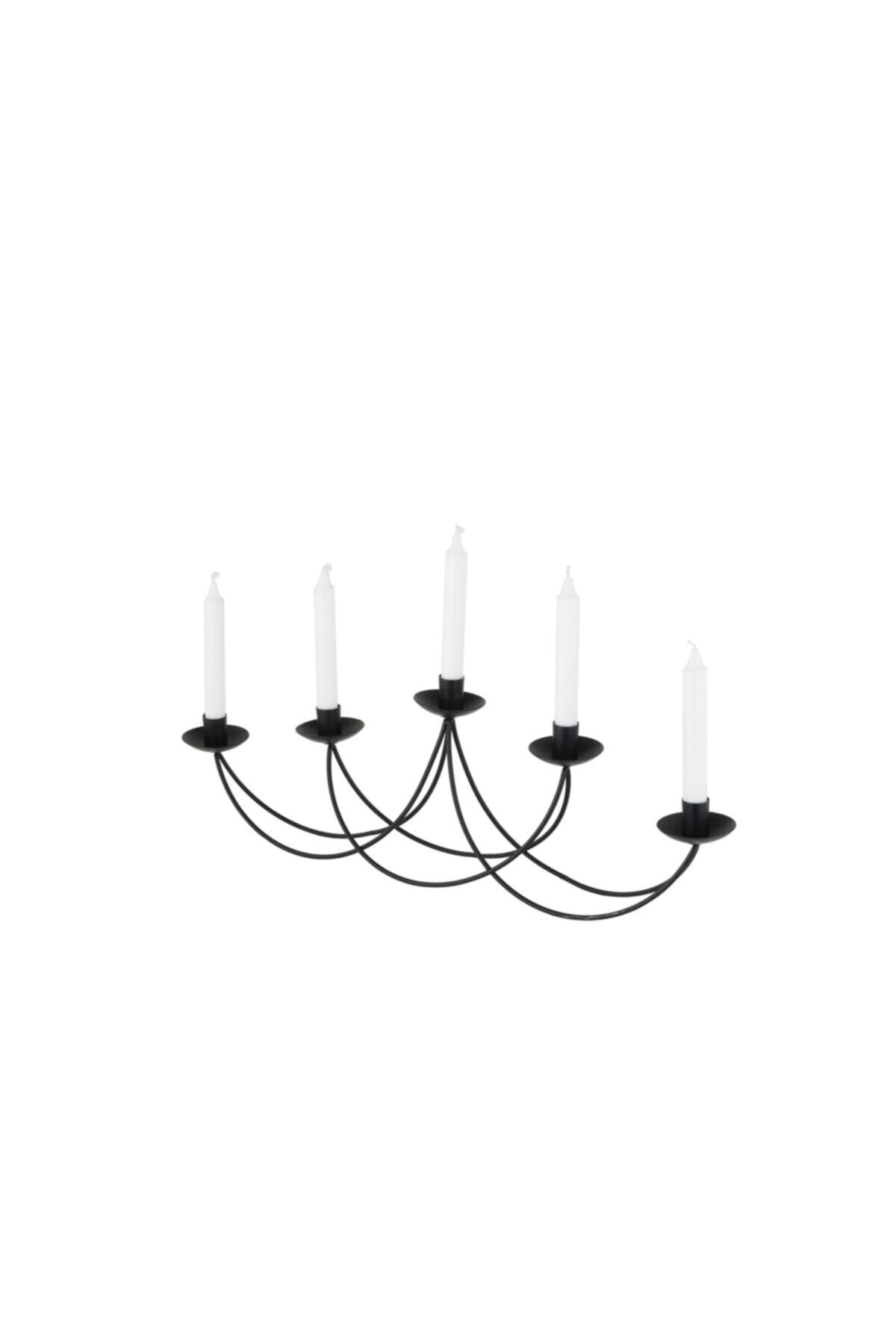 ANGDESİGN -elegane-dekoratif Metal Mumluk 5'li( Siyah )