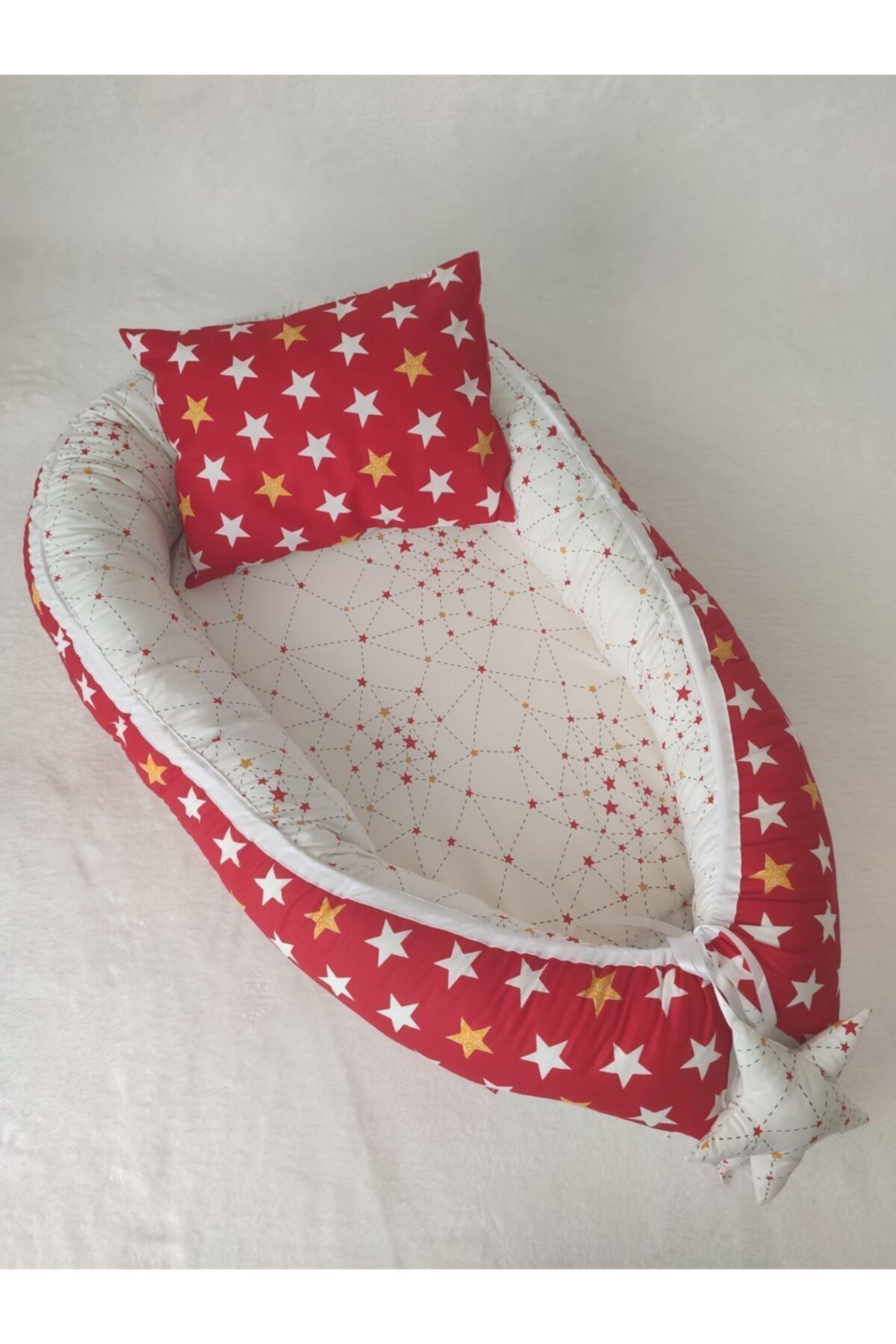 BeybiNest Bebek Sarı Kırmızı  Delüxe  Babynest Yatağı
