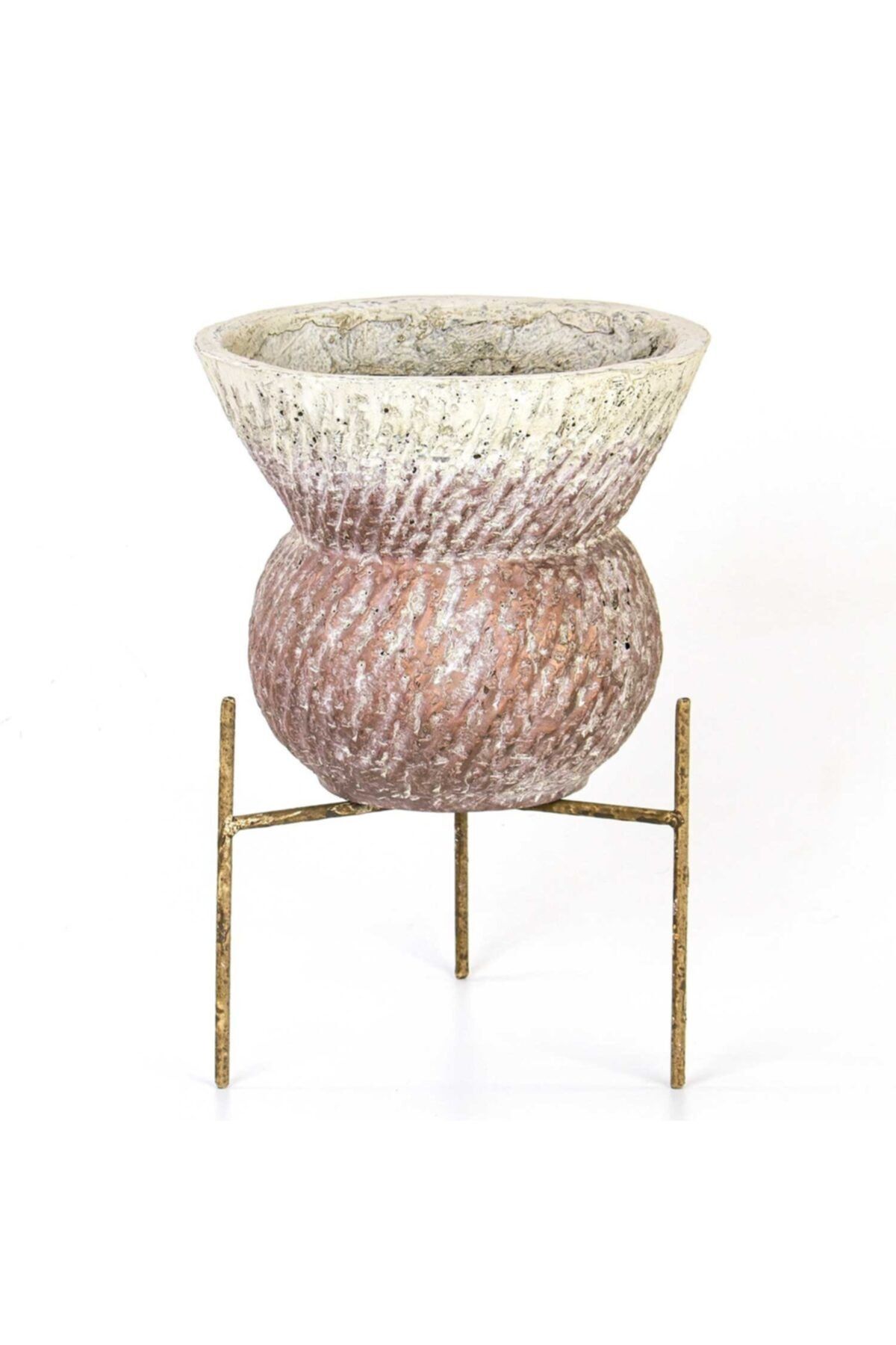 Evistro Metal Standlı Seramik Saksı Çiçeklik 30cm X 41 cm