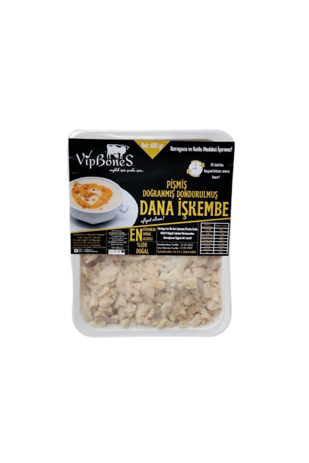 VipBoneS Pişmiş Doğranmış Dana Işkembe 400gr
