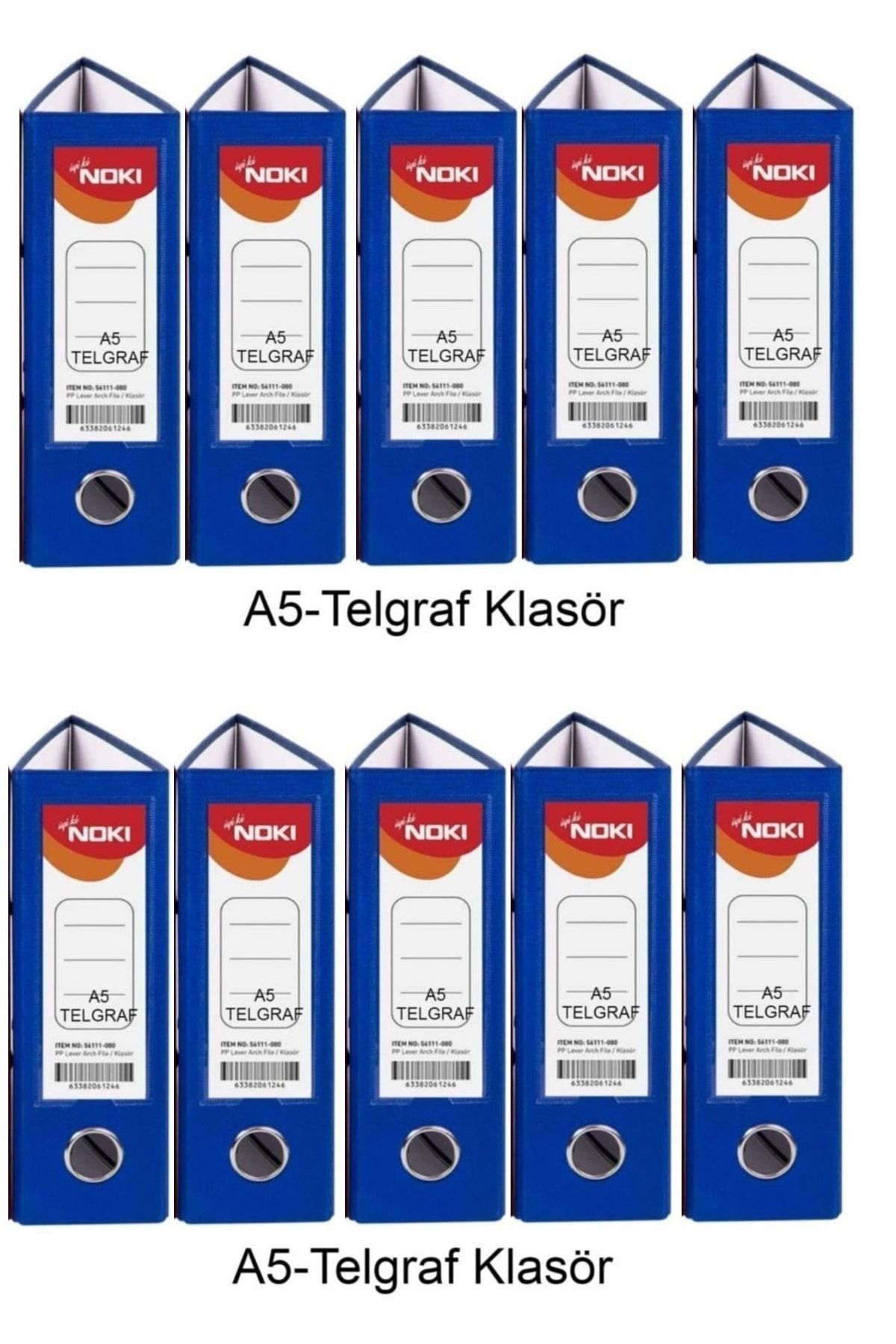 Noki Telgraf Klasör Mavi Geniş A5 Plastik 10 Adet