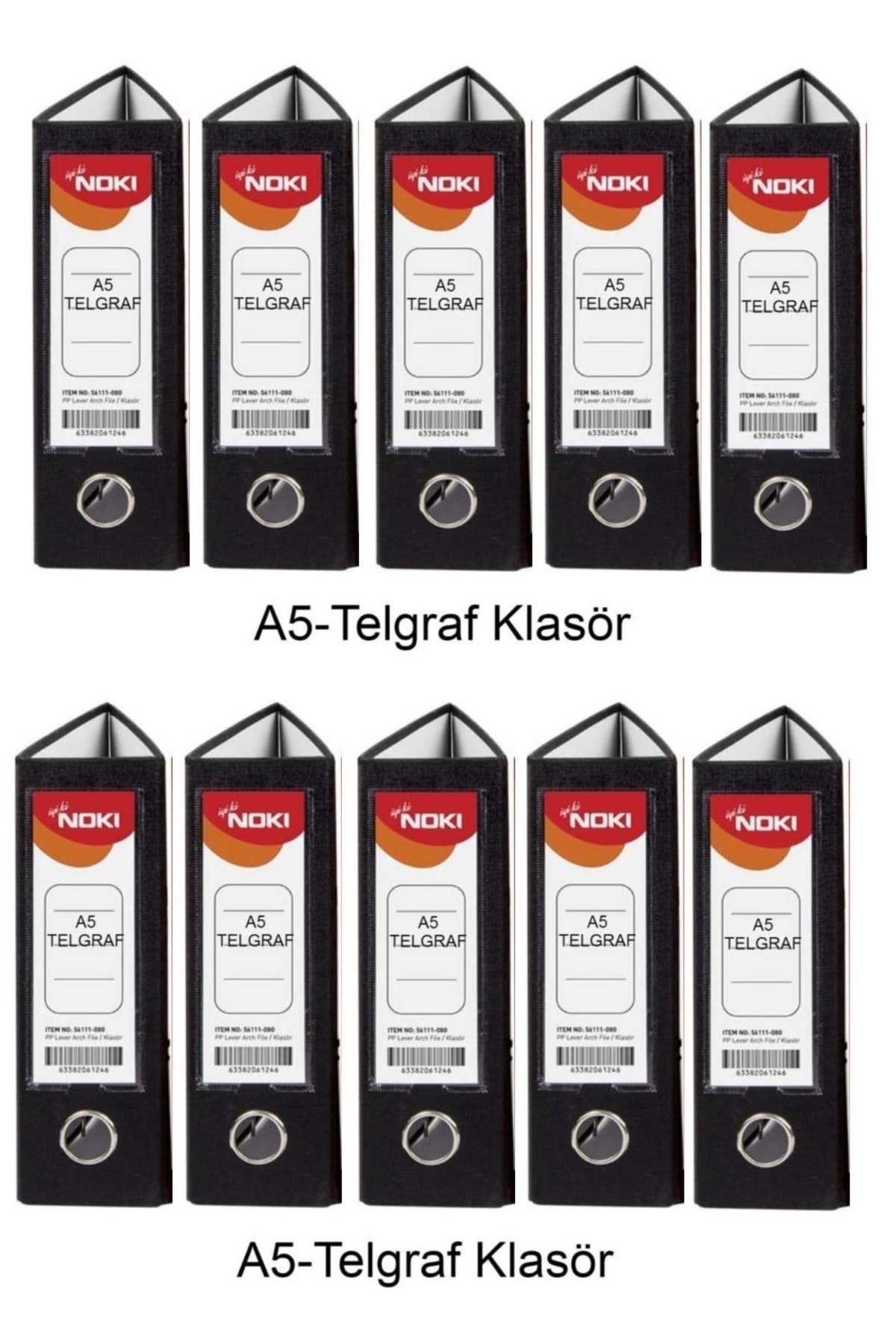 Noki Telgraf Klasör Siyah Geniş A5 Plastik 10 Adet