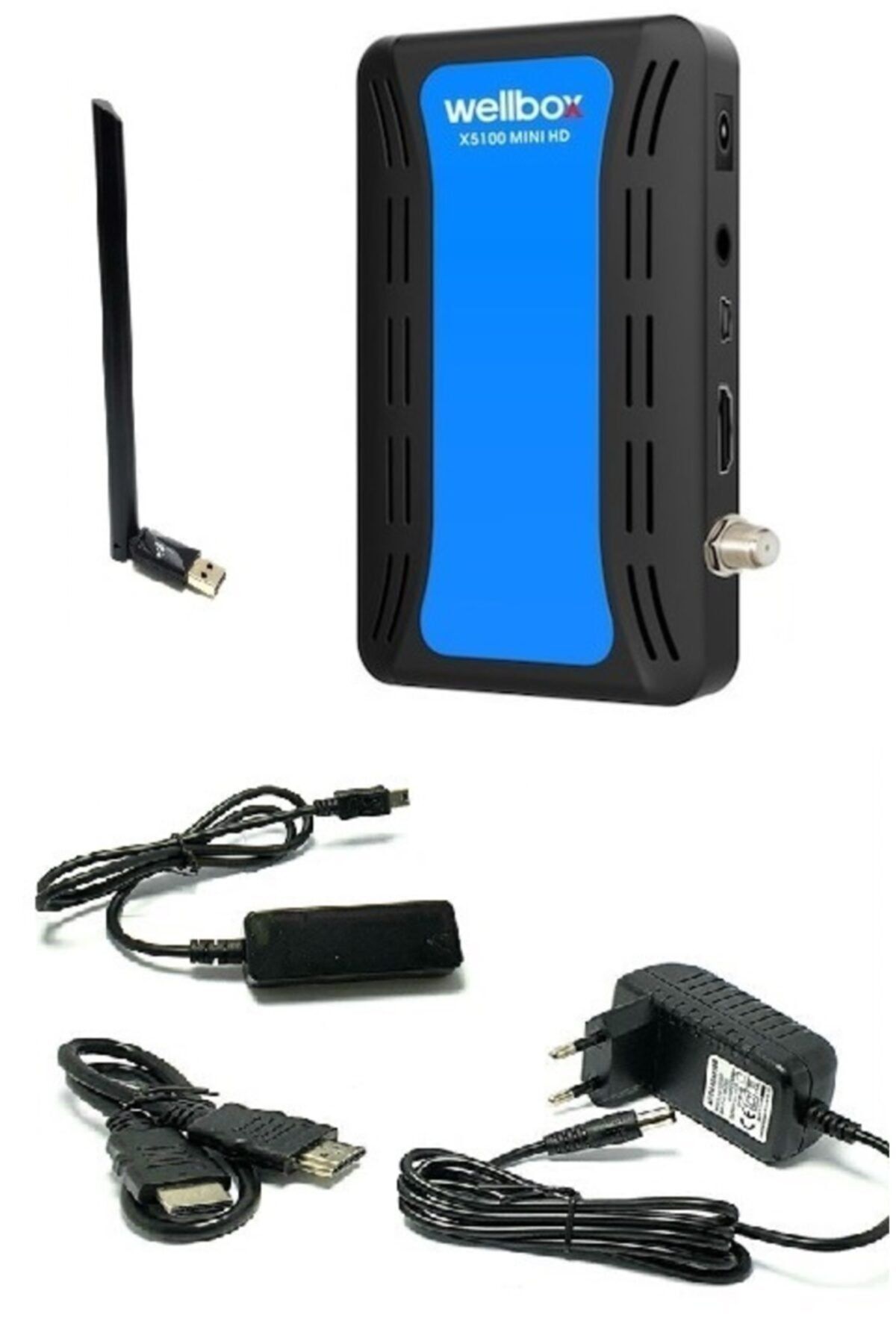ATAELEKTRONİK Wellbox X5100 Çanaksız Uydu Alıcısı + Youtube + Tkgs + Ecast Tv Ile Telefon Aktarım + Antenli Wifi