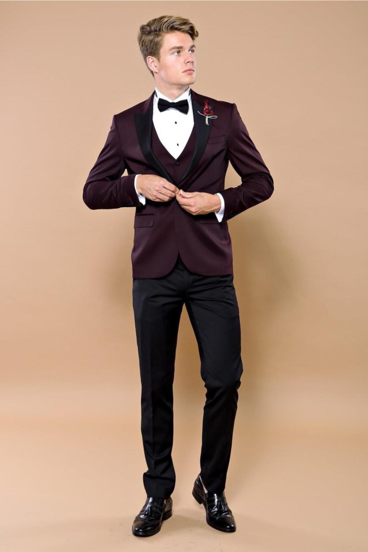 Wessi Erkek Desenli Damatlık Slim Fit Takım Elbise