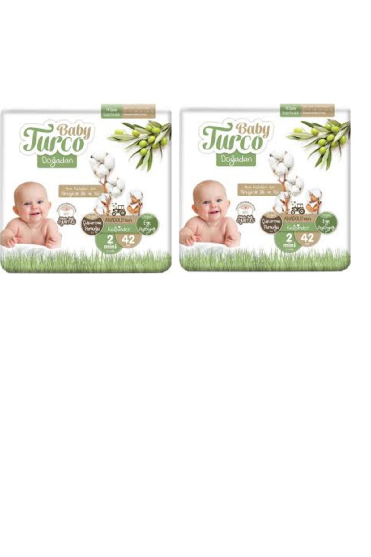 Baby Turco Doğadan Jumbo Mini 42li Cırtlı Bebek Bezi