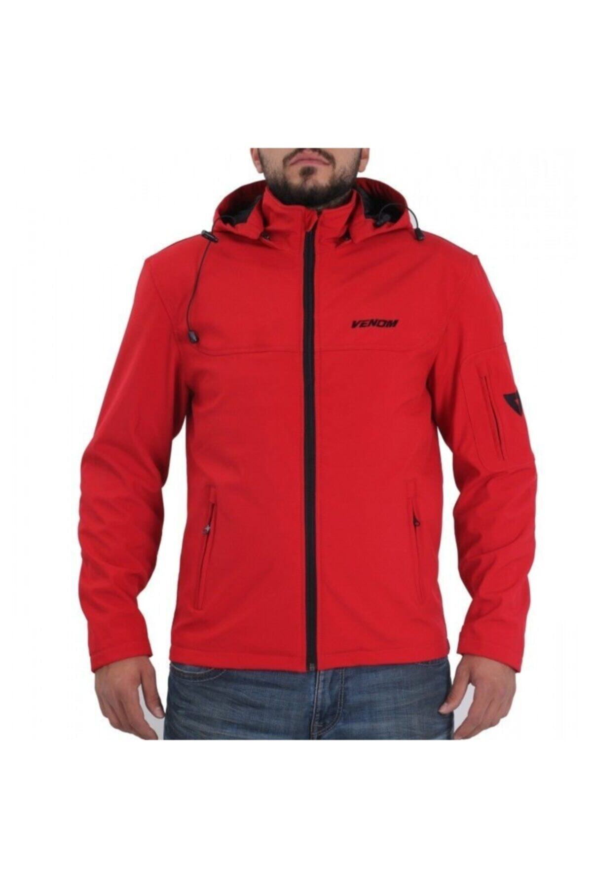 VENOM Jaws Soft Shell Korumalı Motorcu Montu - Kırmızı