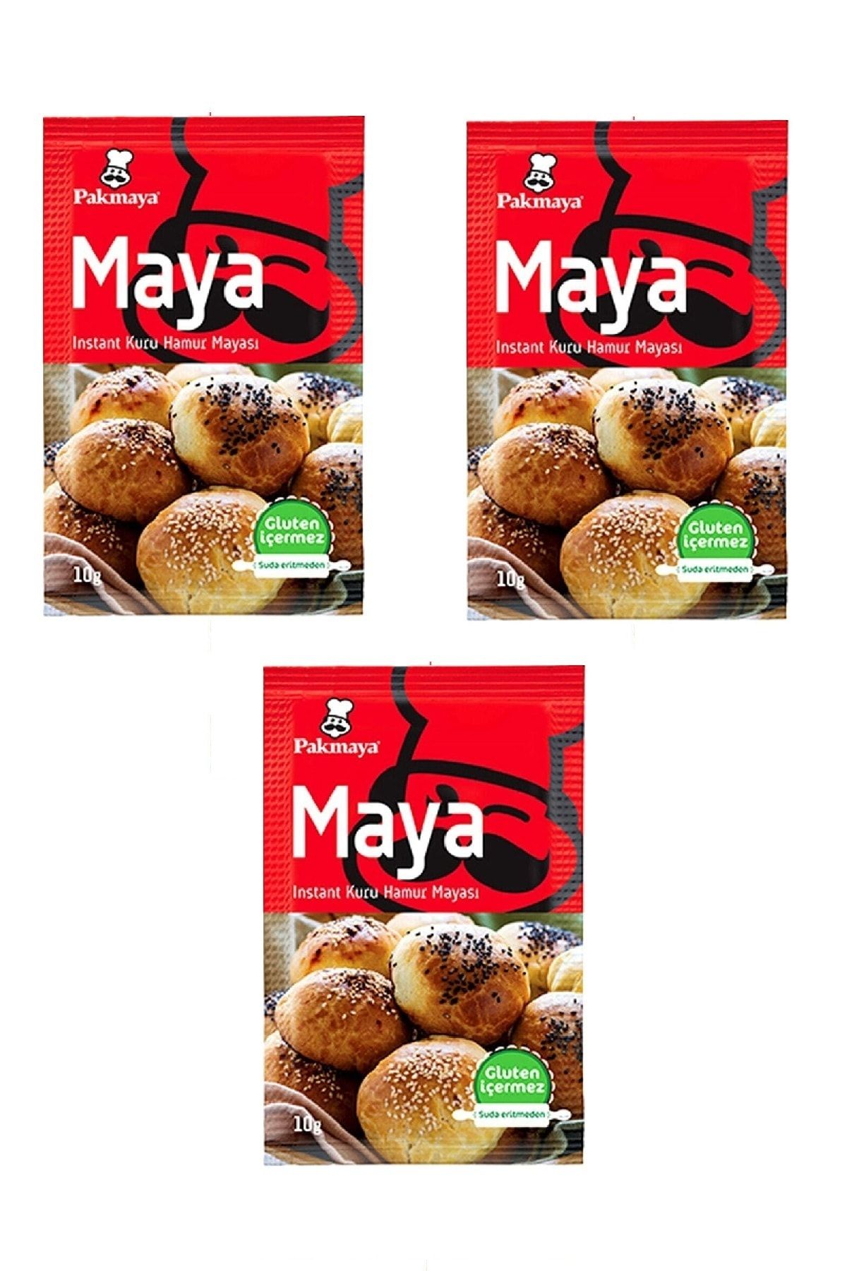 Pakmaya Instant Kuru Hamur Mayası 10 Gr X 3 Adet