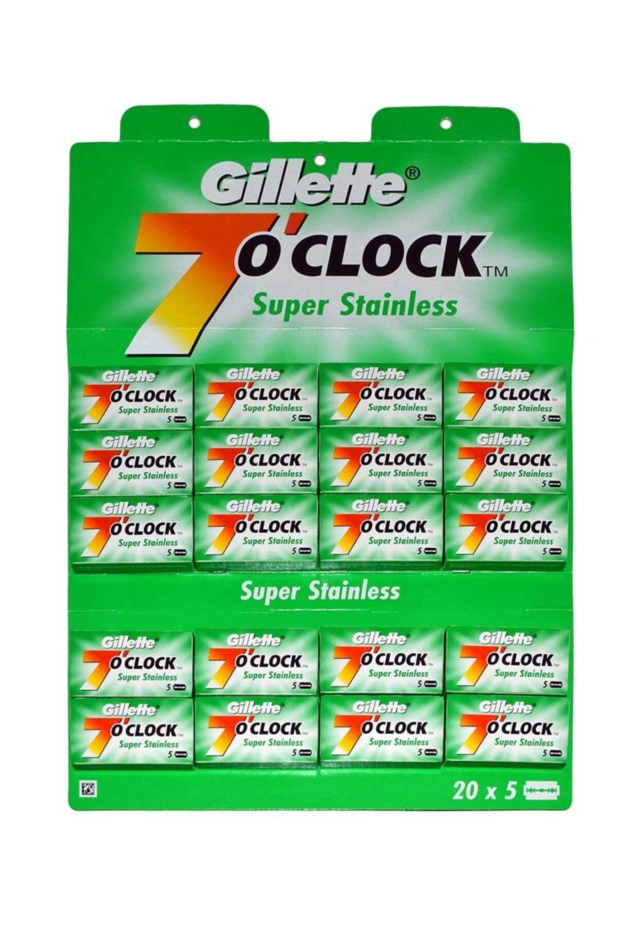 Gillette 7 O'clock Tıraş Bıçağı Çift Kenarlı Double Edge Jilet 5x20'li Kartela