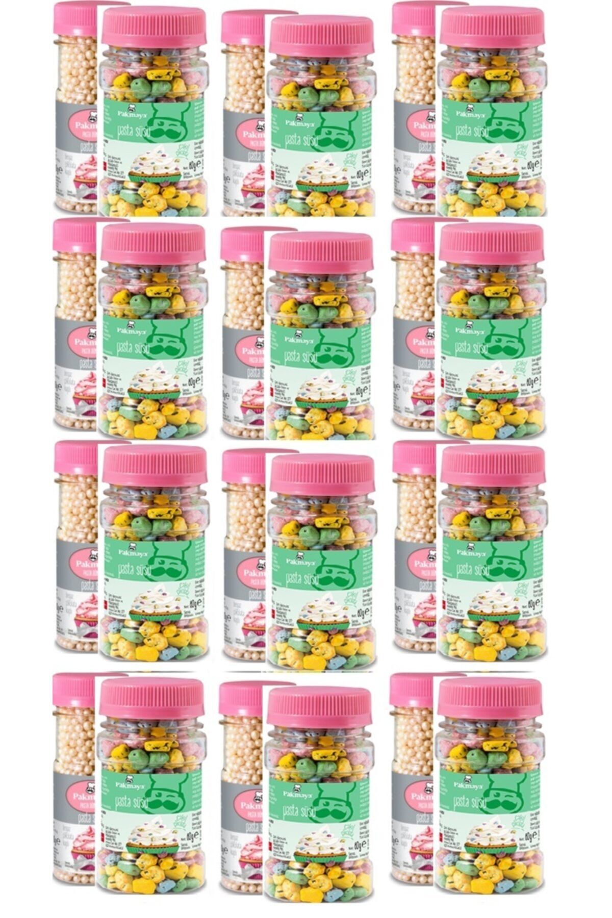 Pakmaya Pasta Süsü Sedef Boncuk Pirinç Patlağı 50 Gr X 12 Adet Pasta Süsü Çakıl Taşı 50 Gr X 12 Adet