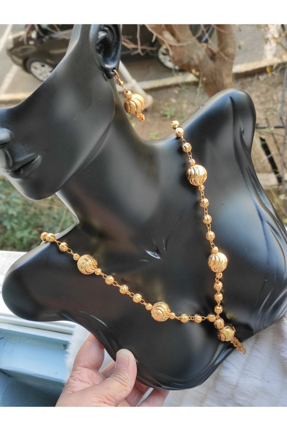 TAKI TASARIM Top Kolye Küpe Takım