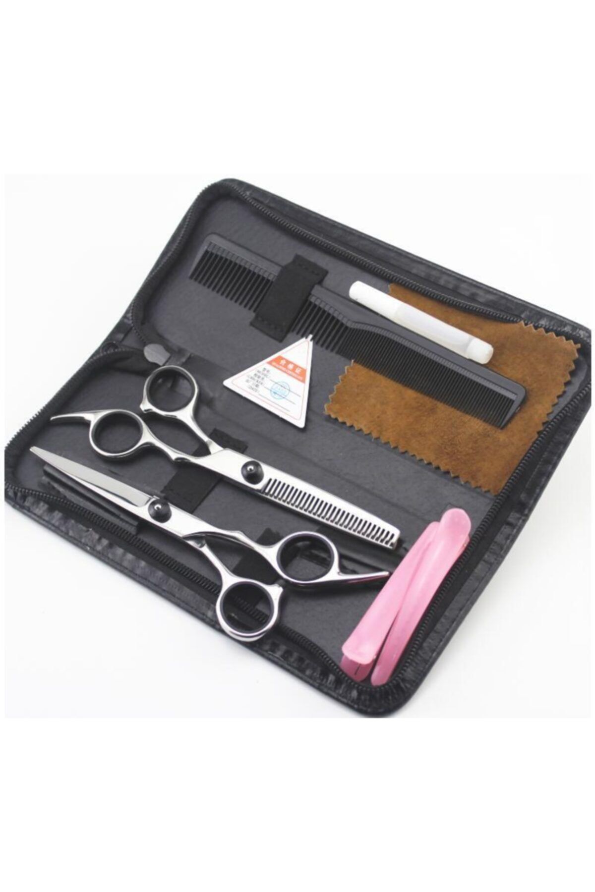 kivi ticaret 5 Parça Smith Chu 6.0 Inch 17 Cm Profesyonel Deri Çantalı Kuaför Berber Saç Makas Seti