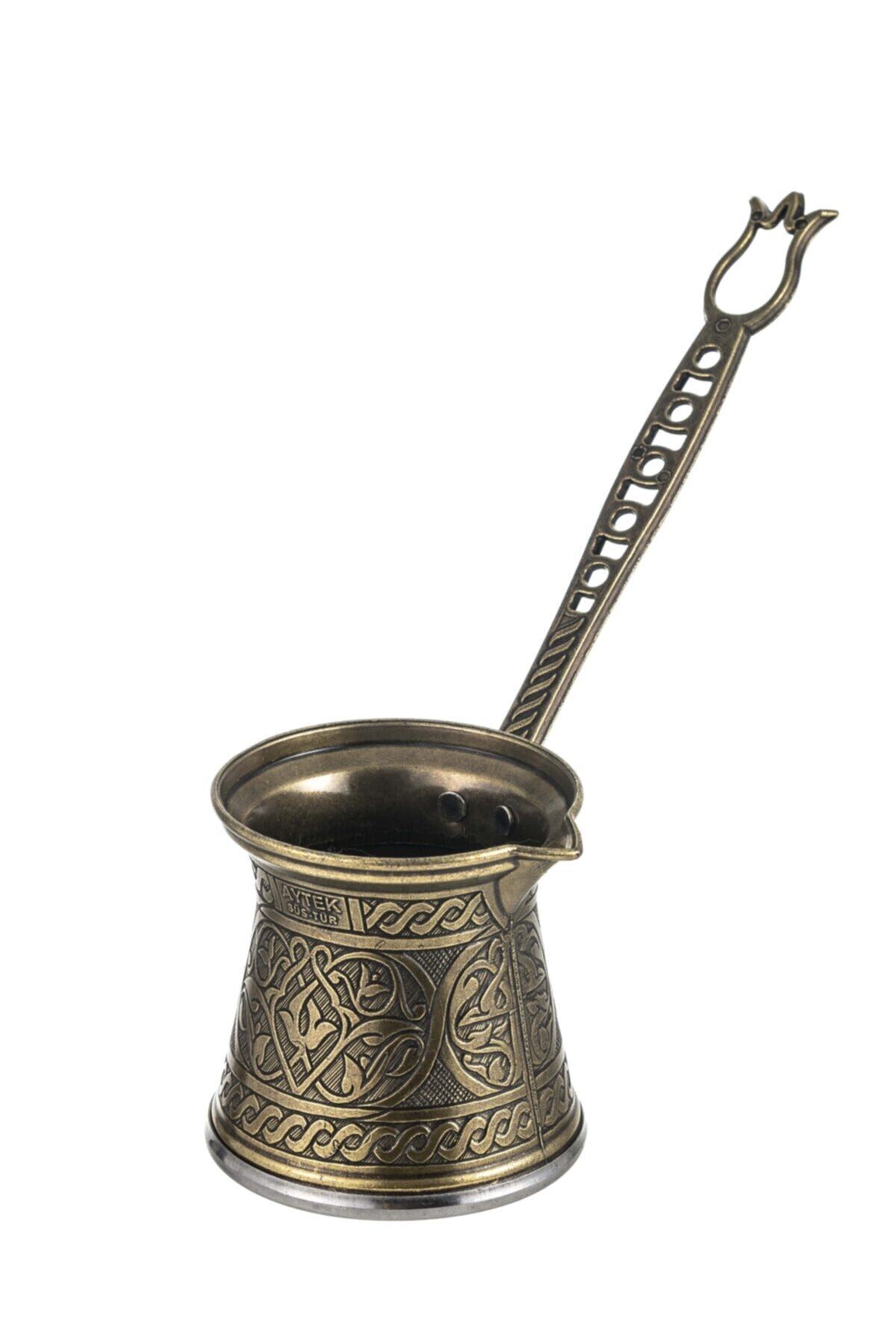 Aytek Cezve Aytek Osmanli Motifli 3 Kisilik Zamak Cezve - Antik Sarı, Induksiyonlu Ocaklara Uygun, 130 Ml