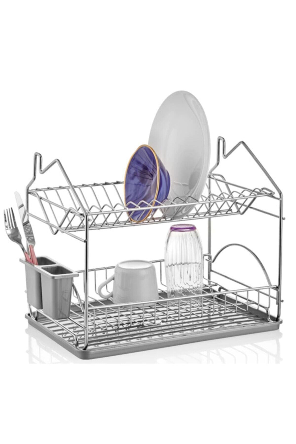Sepetkitchen Evim Demonte Iki Katlı Tabaklık Gri Lzr-562 Gri