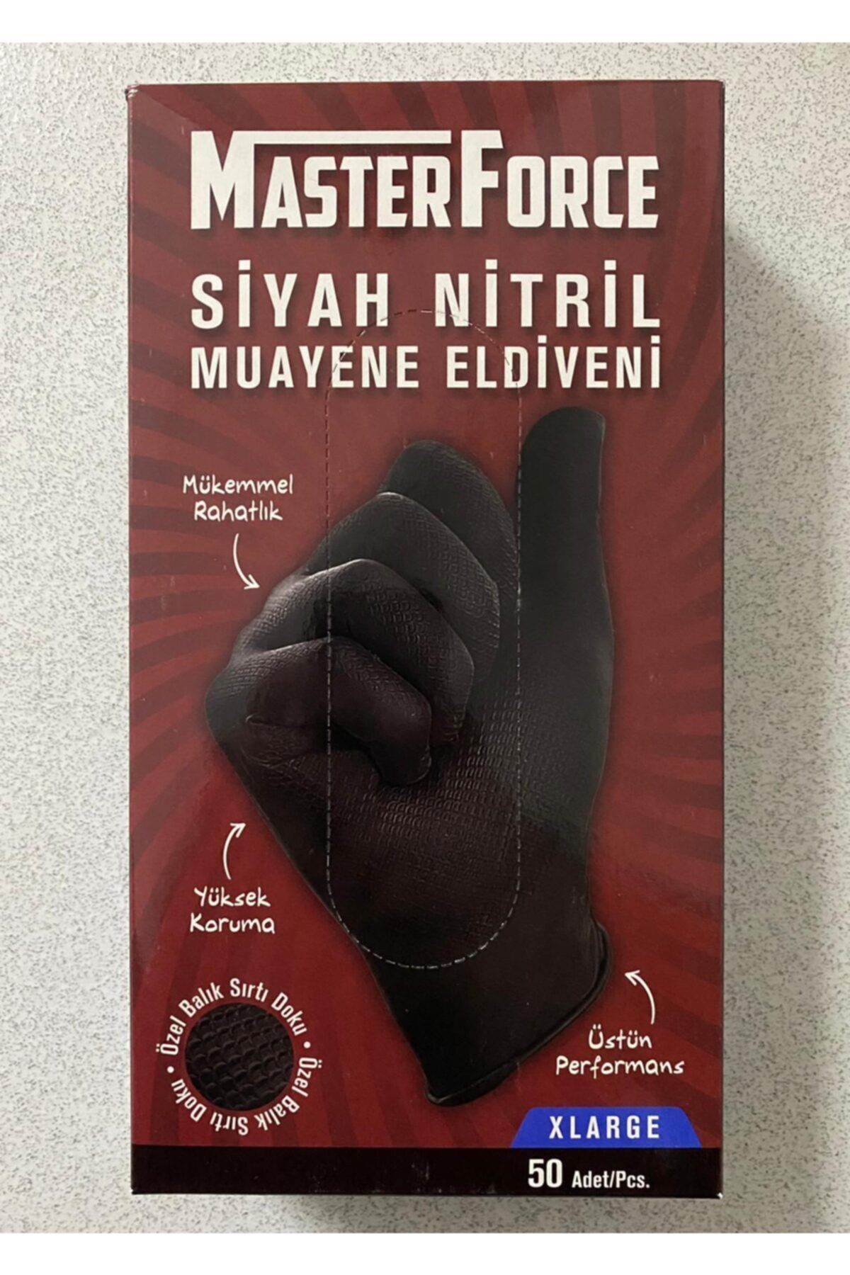 MasterForce Master Force Nitril Pudrasız Kalın Siyah Eldiven Xlarge 50'li