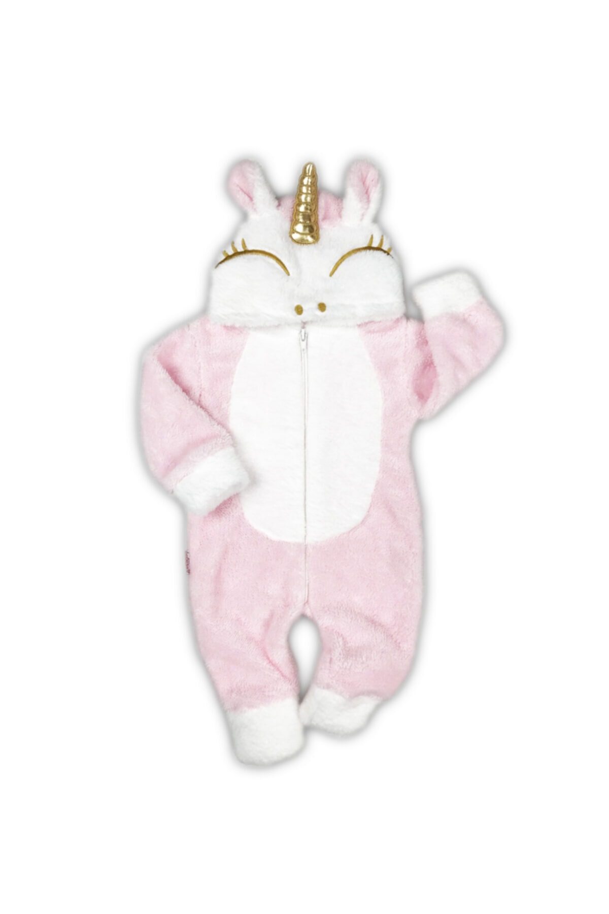 Bebesev Baby Kız Bebek  Pembe  Peluş Unicorn Tulum