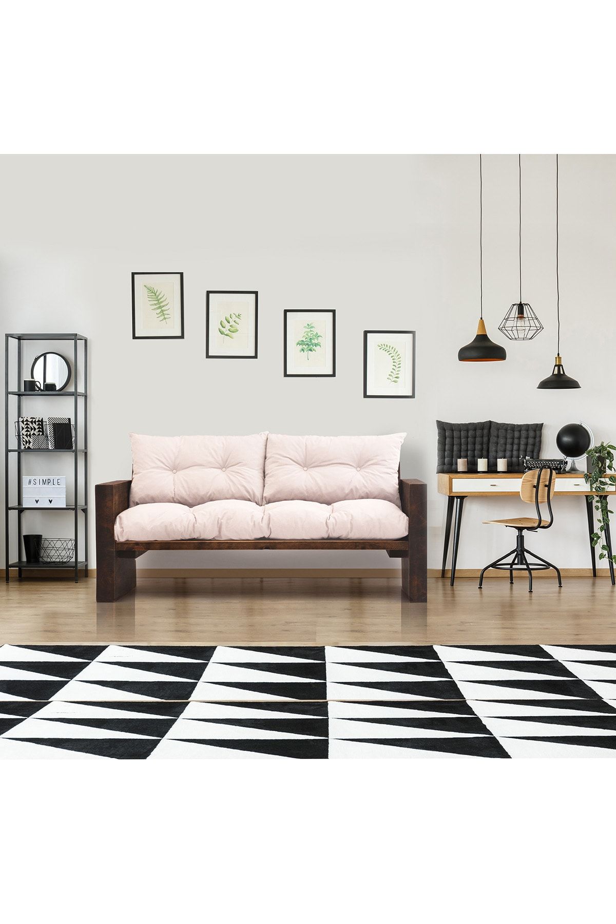 Woodesk Bowery Masif Ahşap Ikili Kanepe Cpt8210-cbej