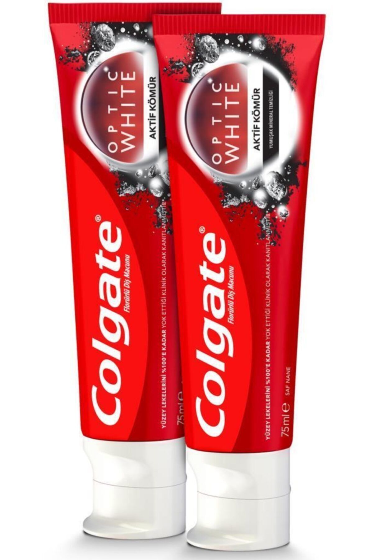 colgate optik beyaz aktif komur beyazlatici dis macunu 75 ml x 2 adet mikro ince siyah dis fircasi 1 1 fiyati yorumlari trendyol