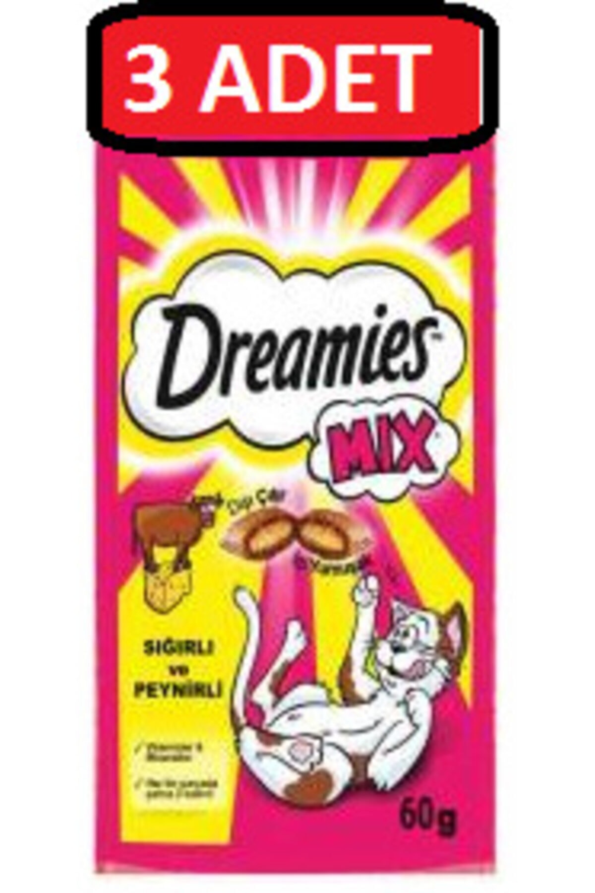 Dreamies Mix Biftek & Peynir Ödül Maması 3adet X 60 gr