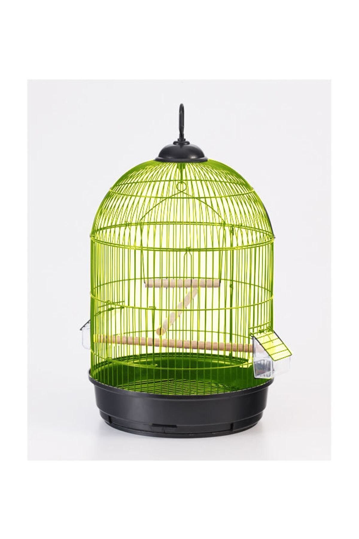 Qh Pet Cage Yuvarlak Kuş Kafesi Pirinç Kaplama (34 X 55)