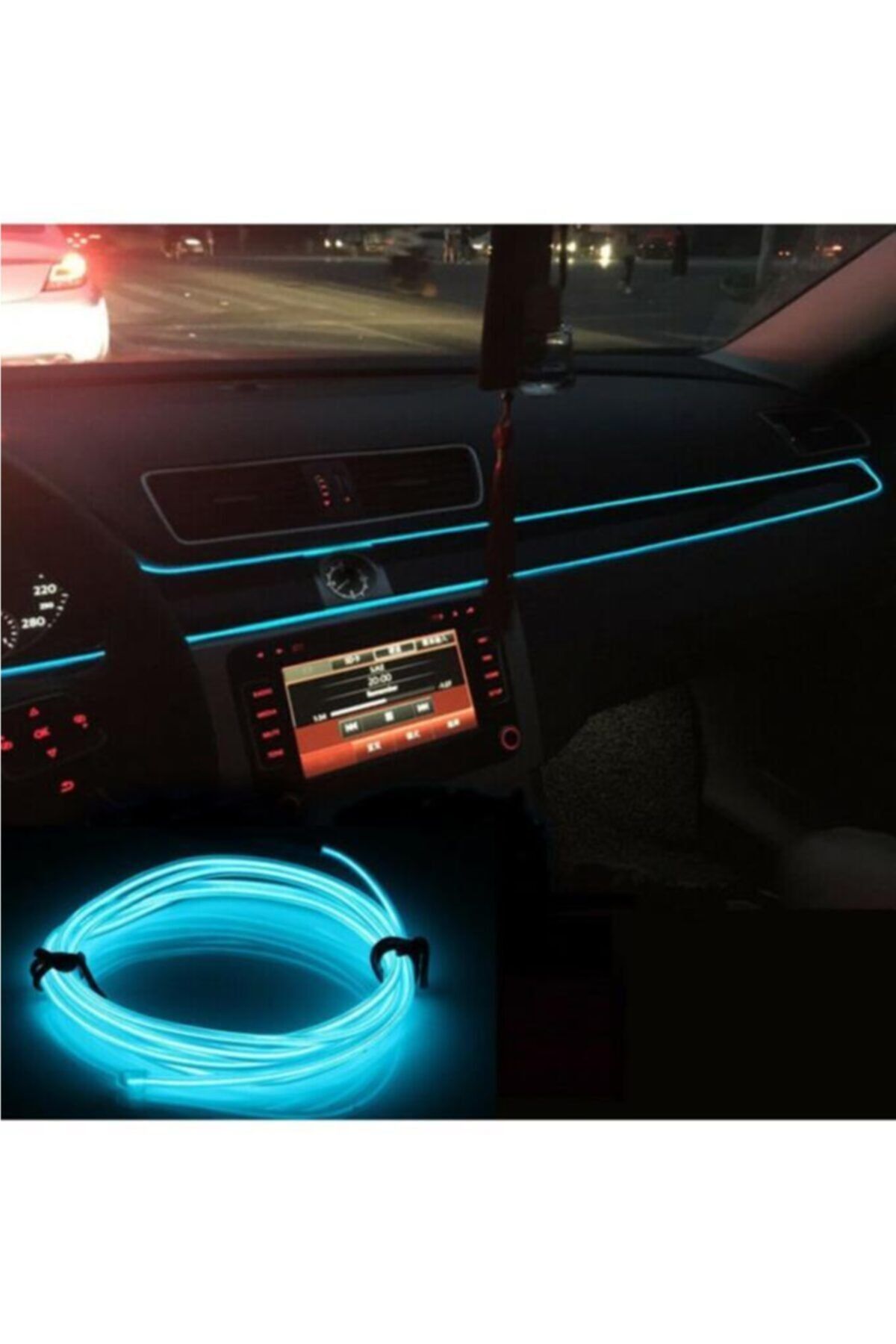 techmaster arac ici torpido serit ledi renkli ip neon led 3 metre buz mavi mavi acik fiyati yorumlari trendyol