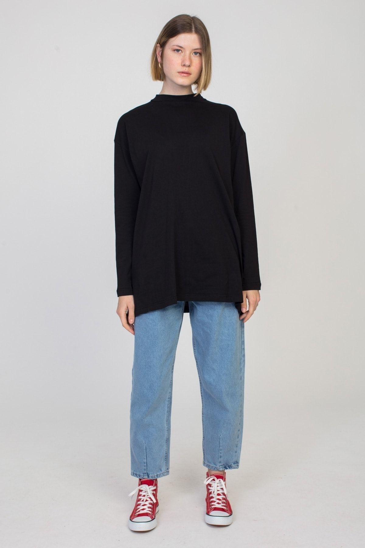 SİNDAL Kadın Siyah Basic Tunik 4-2426