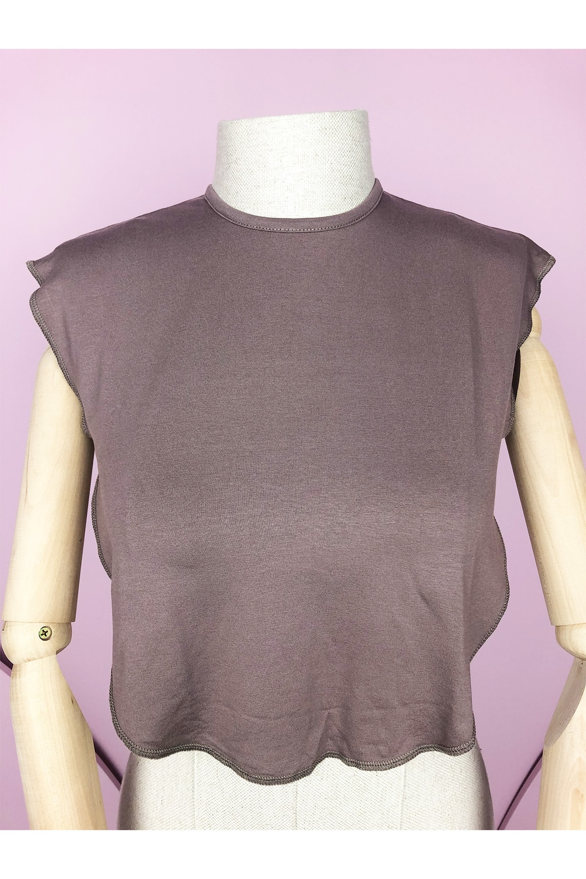 İPEKEVİM Likralı Vizon Bisiklet Yaka Penye Tesettür Düz Yakalık Boyunluk