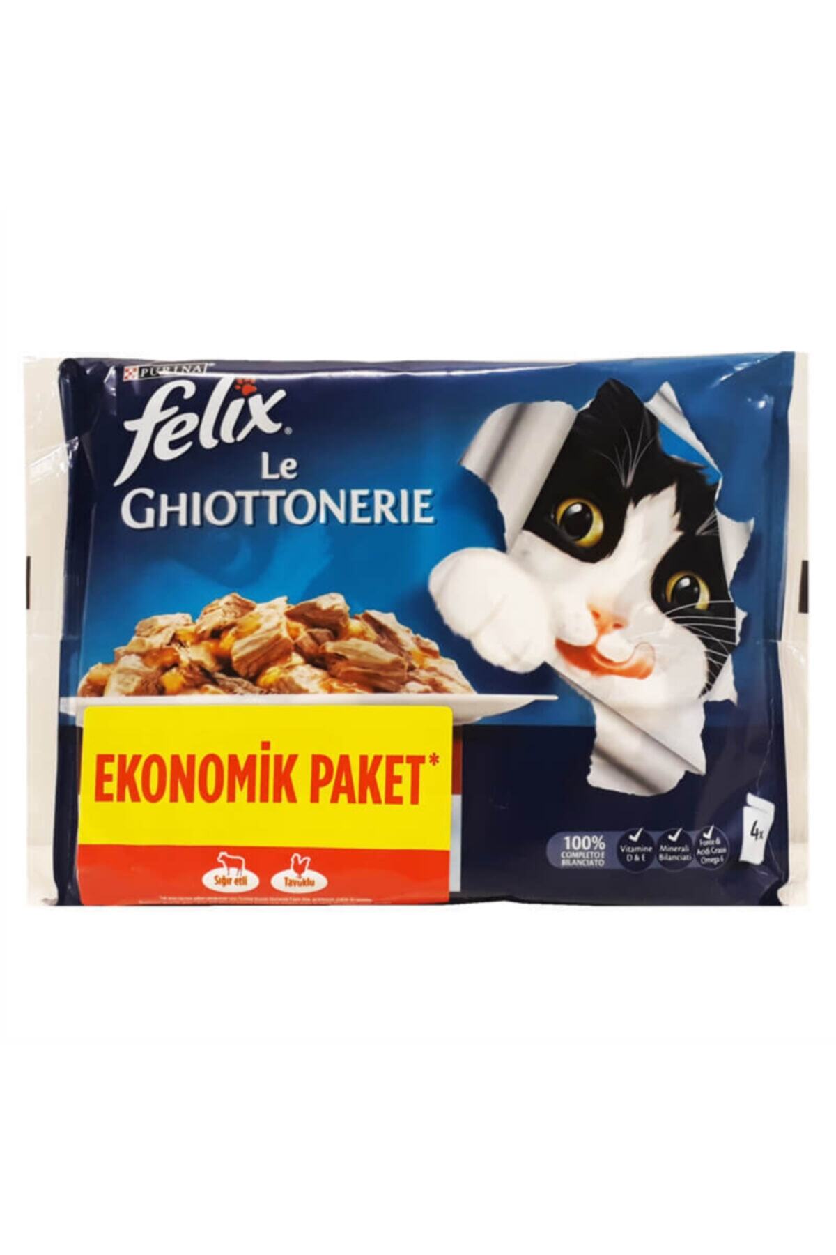 Purina Felix Felix Ekonomik Paket Tavuklu Ve Sığır Etli Konserve Kedi Maması 100 Gr X 4 Adet Pouch