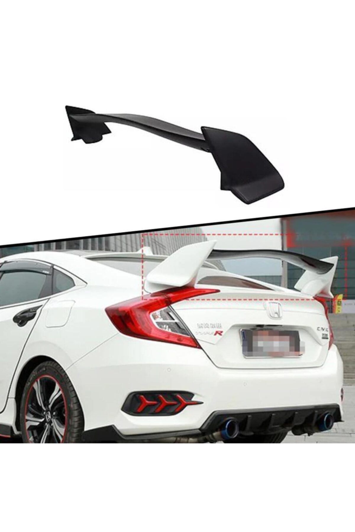 Araba Alışveriş Honda Tuning Civic 2016 3 Parça Piona Black Boyalı Spoyler/spoiler