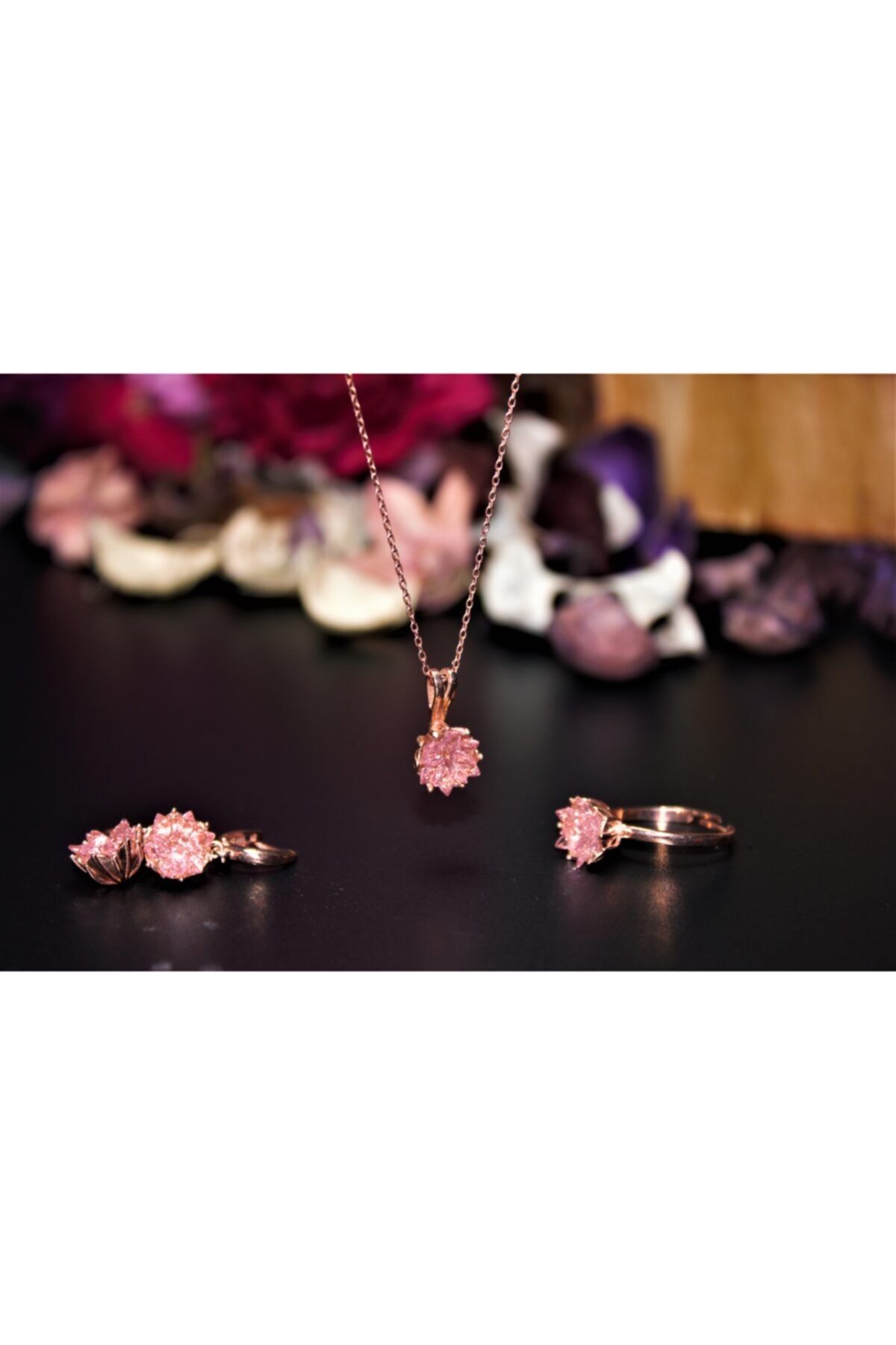 KalpBen Silver Lotus Çiçeği Üçlü Set 925 Ayar Gümüş