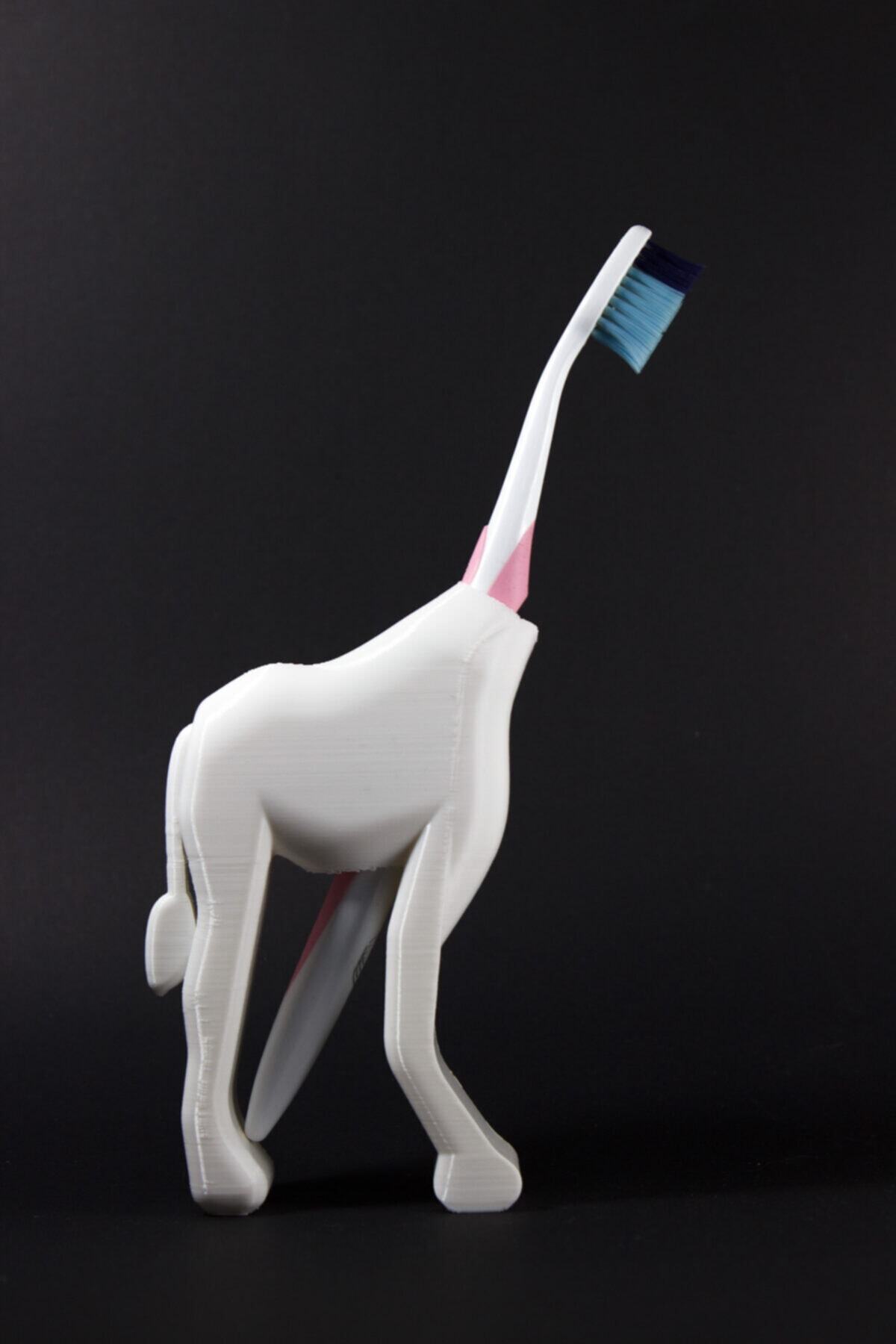 dream3d Beyaz Zürafa Şeklinde Diş Fırçası Tutucu