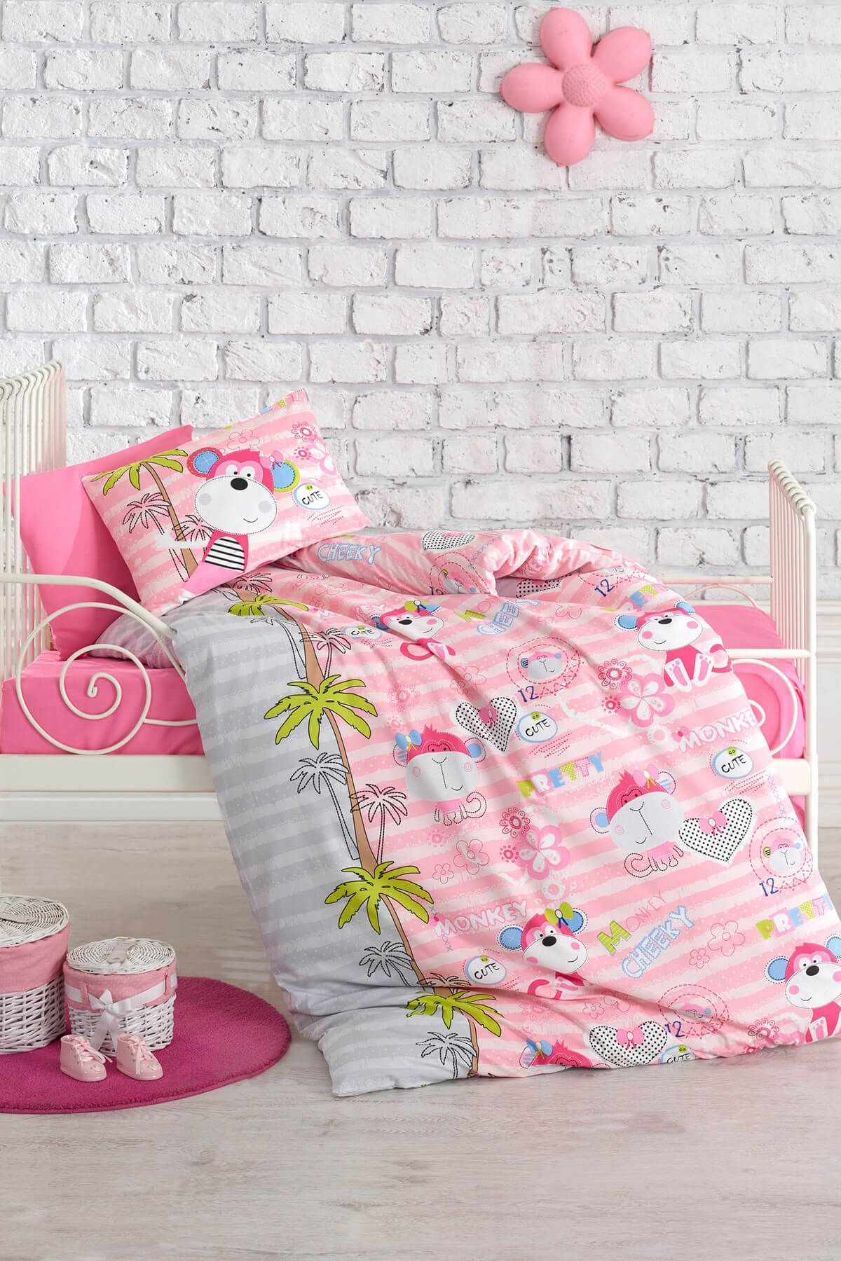Cotton Box Bebek Nevresim Takımı - Sevimli Maymunlar