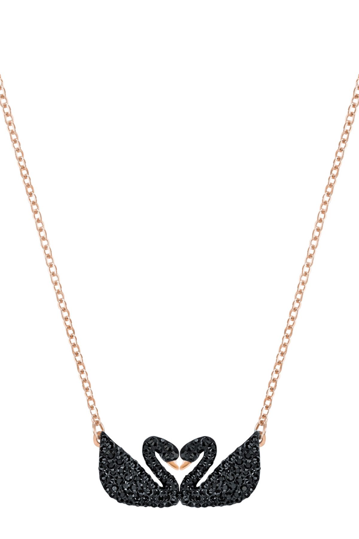 Swarovski Kadın Kolye İconic Swan:Necklace Double Jet/Ros 5296468