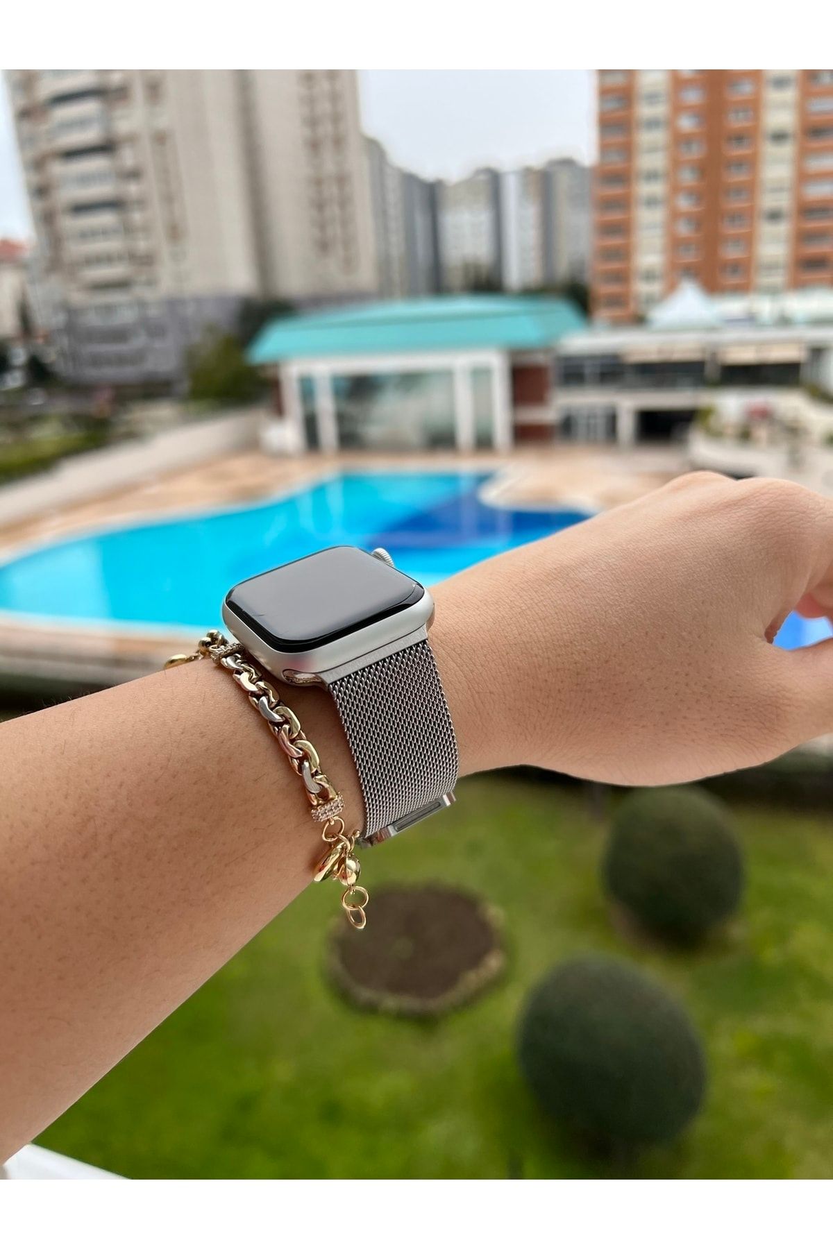 Apple watch best sale silver mesh band