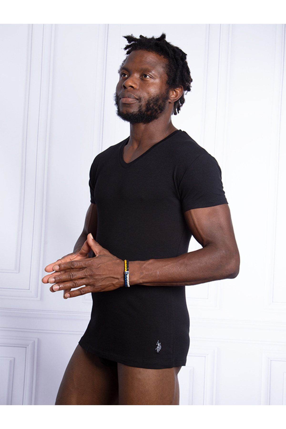 U.S. Polo Assn. Us Polo Assn 80199 Men s Black 2 Pack V Neck Short