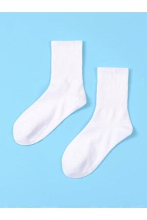 Unisex Beyaz Düz Tenis Kolej Premium Pamuklu Moda Çorap Image 0