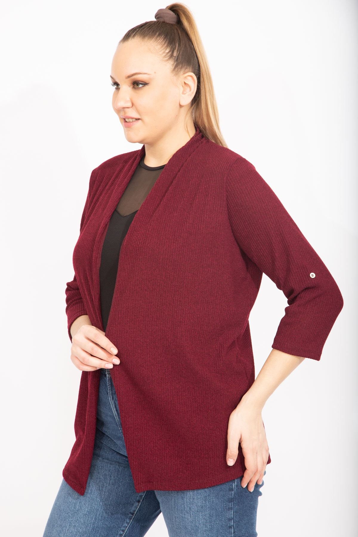 Plus size maroon on sale cardigan