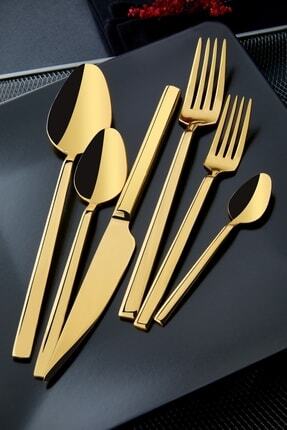 Dmr Life Pırlanta Titanyum Gold 18 Parça Çatal Kaşık Bıçak Takımı (YEMEK GRUBU) Image 0