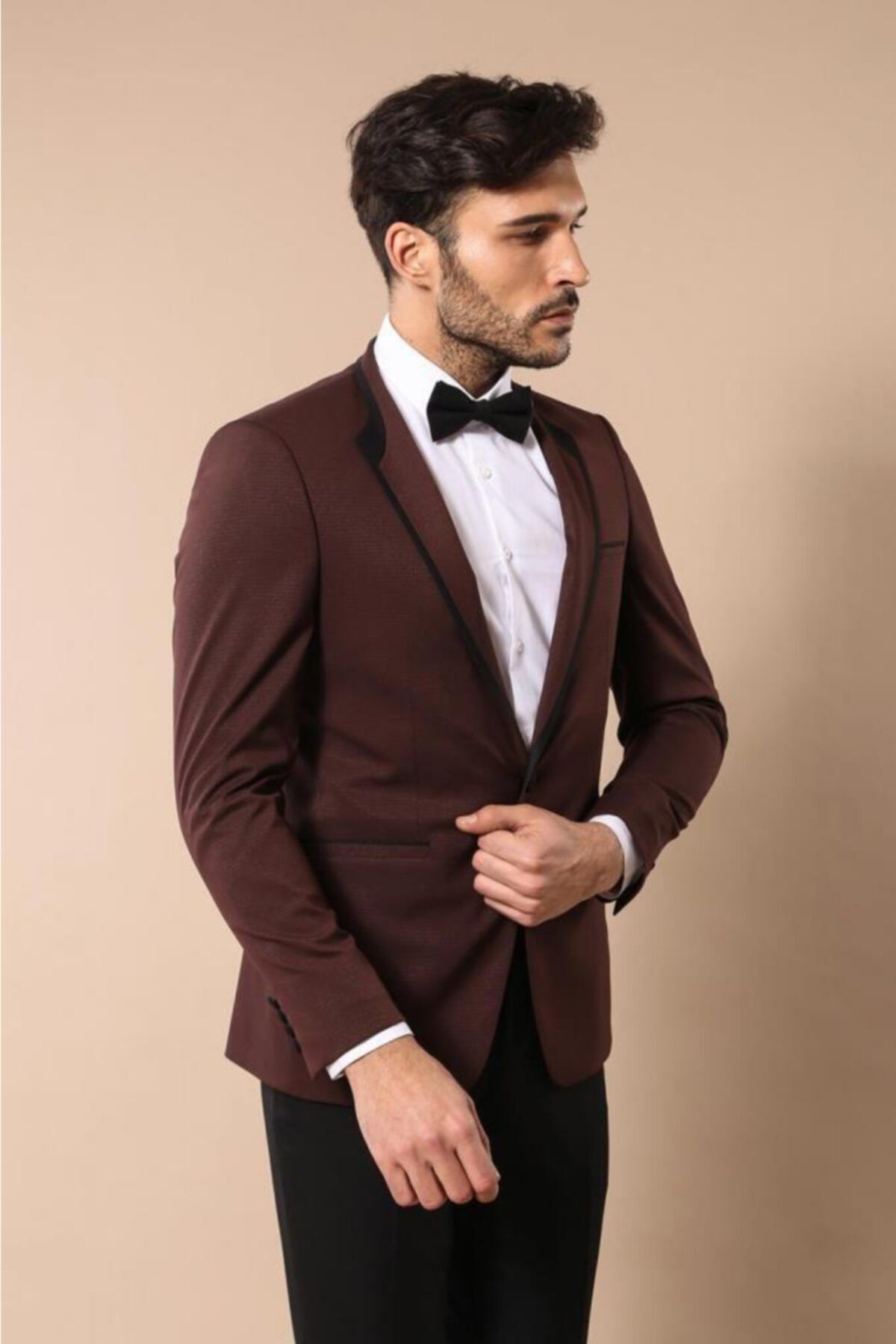 Wessi Erkek Modelli Yaka Garnili Slim Fit Takım Elbise