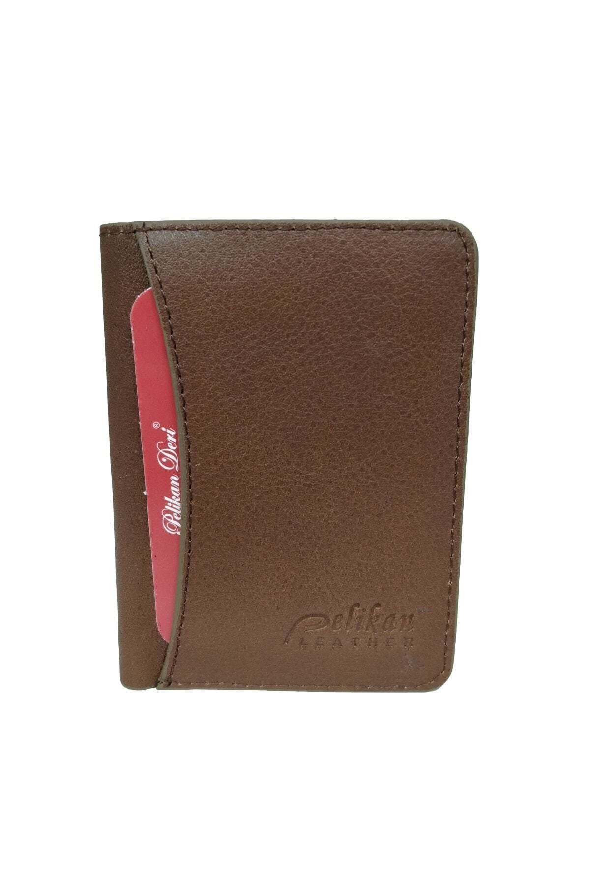 Pelikan Deri Unisex Kahve %100 Hakiki Lüks Deri Cüzdanlı Kartlık
