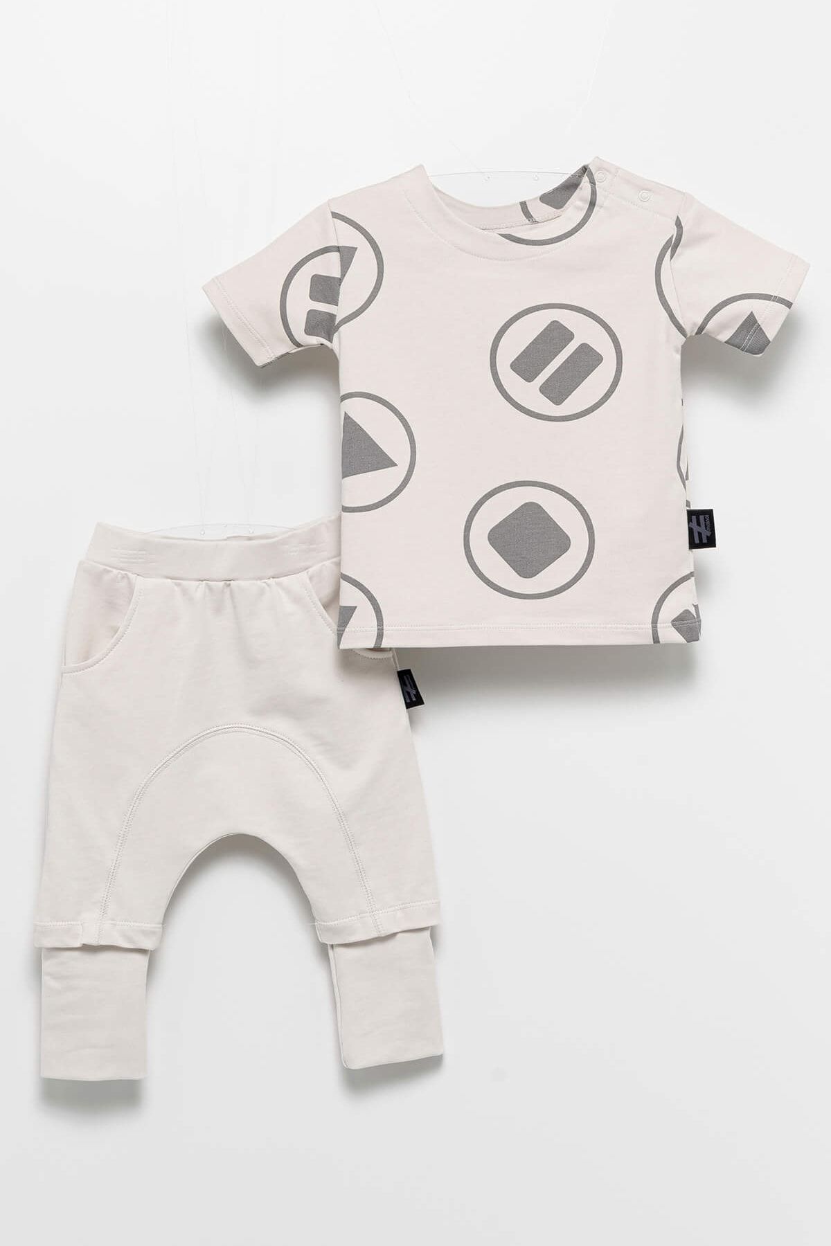 moi noi unisex bebek gri ribanali pamuklu yazlik takim 2 li fiyati yorumlari trendyol