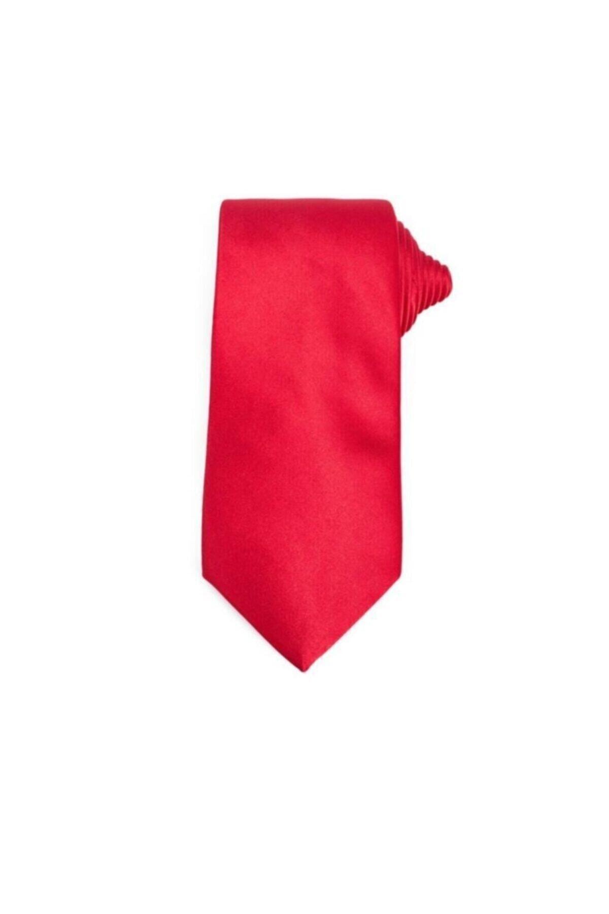 BOBBY JR KİDSWEAR Erkek Kırmızı Düz Saten Kravat- Mendil Seti