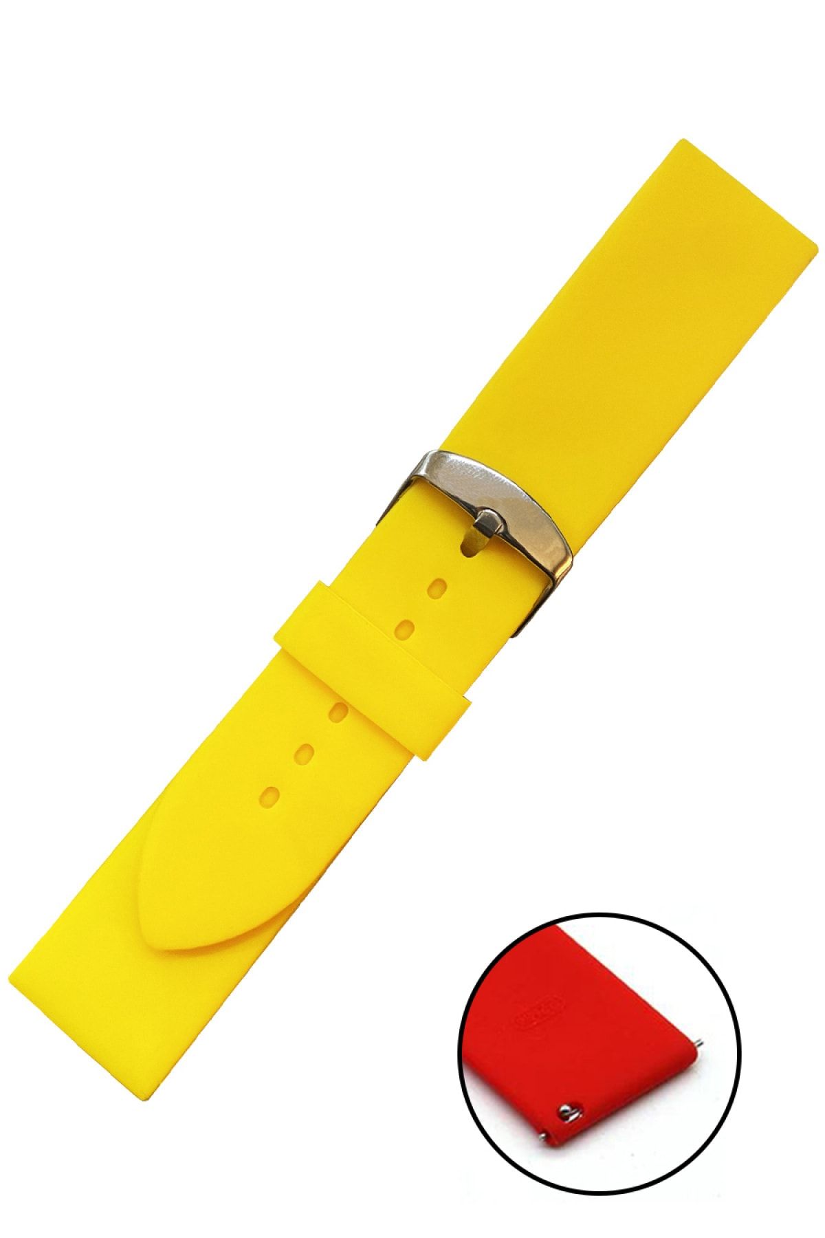 Esprit 24mm Saat Uyumlu Sarı Renk Akıllı Pimli Spor Silikon Saat Kordonu