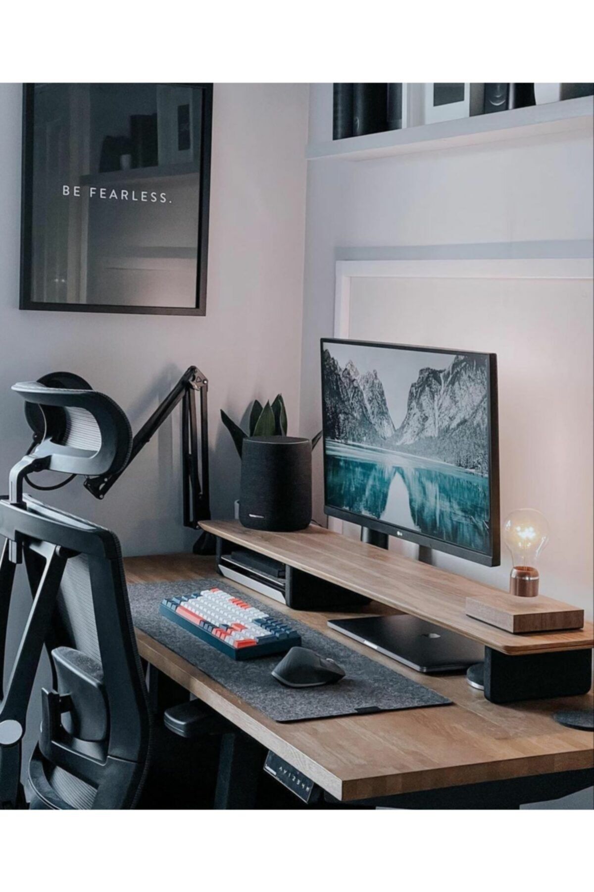 Woll Tasarım Ithal Alman Yün Keçe Çalışma Masası Düzenleme Bilgisayar Ve Oyuncu Mouse Pedi ( Açık Gri ) 35x105 Cm
