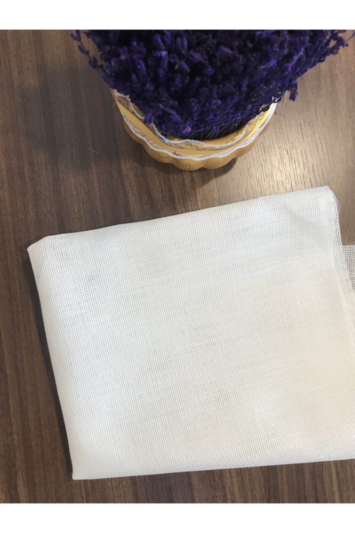 etuval Linen Etamin Punch Ve Pano Kumaşı Kırık Beyaz 50x50
