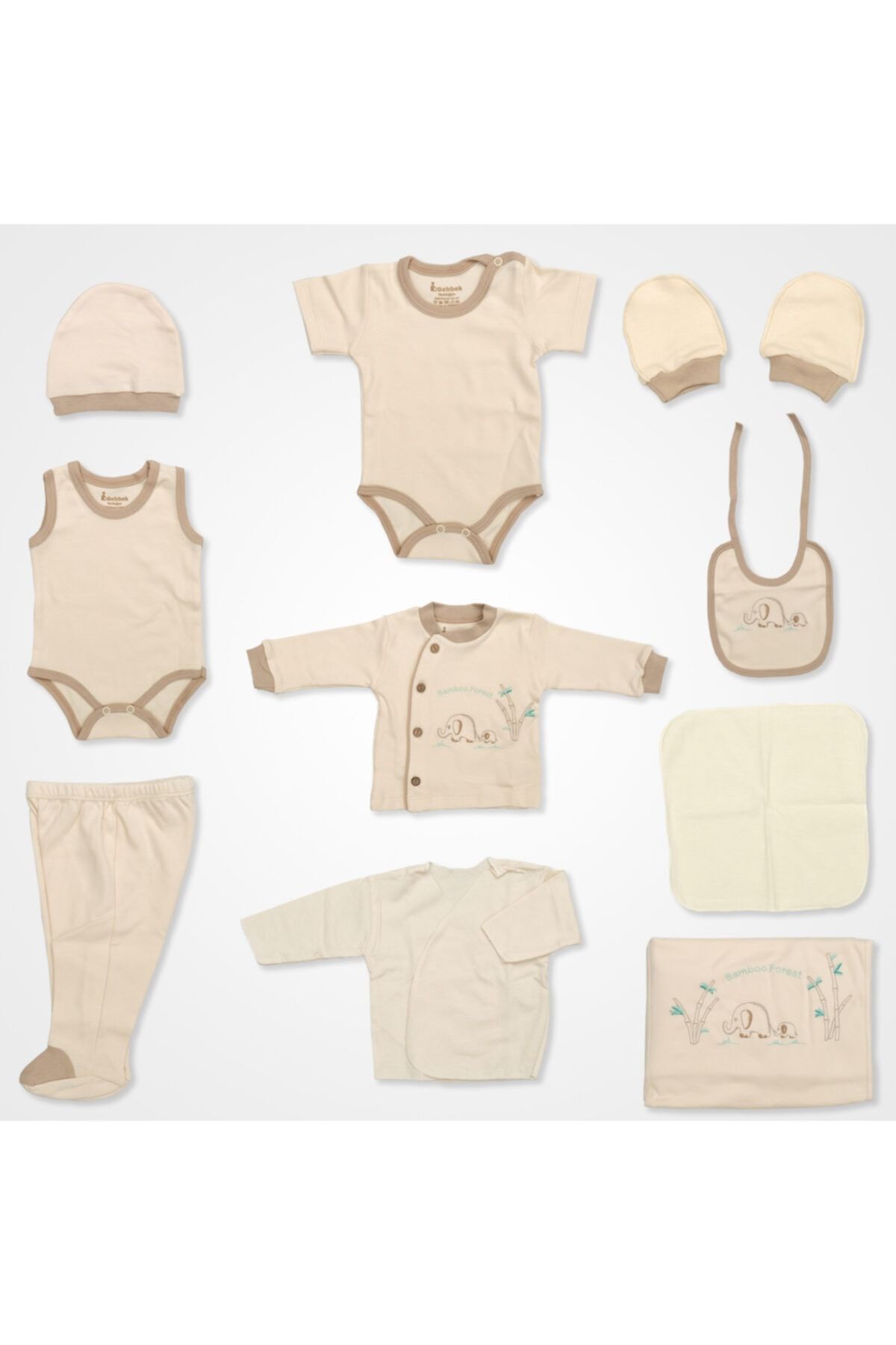 Bebbek Unisex Bambu Organik Nakışlı Set 10'lu 1