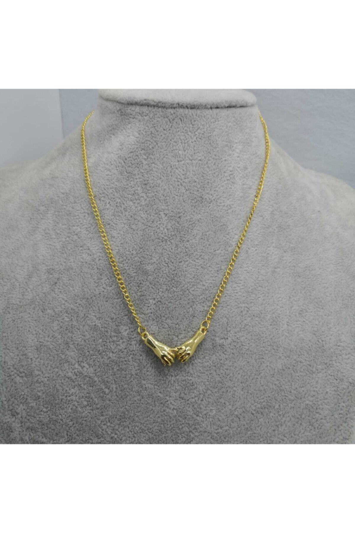 Fugusugu Lover's Hands - Aşıkların Elleri Temalı Gold Zincirli Choker
